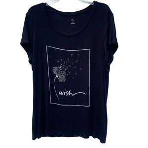 Black T-Shirt Top with Dandy Lion Logo Design - XL